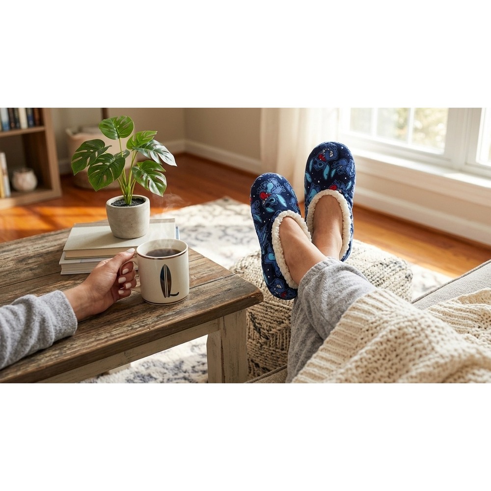 Disney Lilo & Stitch Plush Women's Size 6 Cozy Comfort Slipper Socks House Shoes - Picture 6 of 8